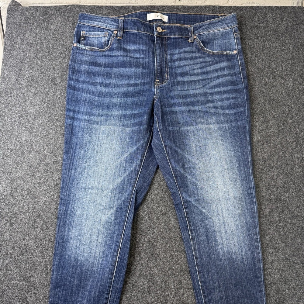 KanCan Skinny Jeans Womens 2XL Blue Stretch Mid Rise Dark Wash Plus Size 18W